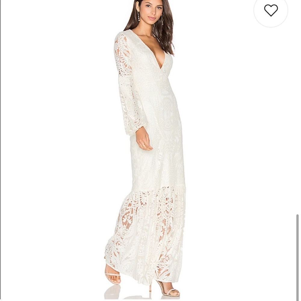 Tularosa Ivory Lace Long Sleeve Maxi Dress
